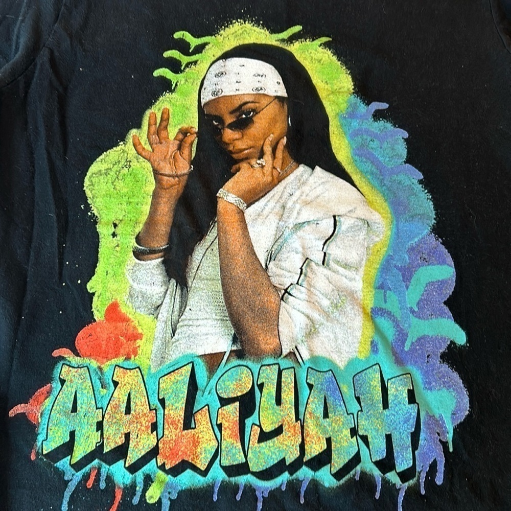 Aaliyah Big Graphic Black T Shirt Hip Hop 90s‎